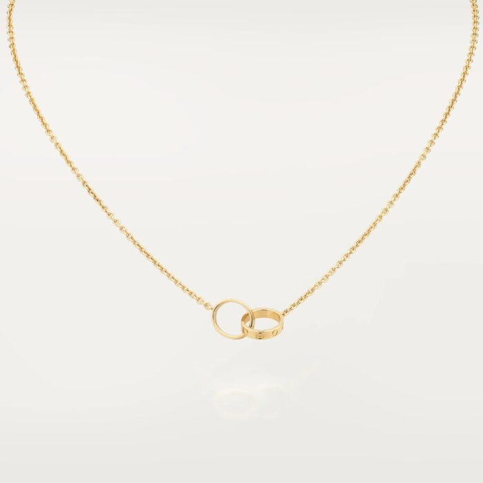 ELSIE LOVE Double Ring Necklace Women 18K Gold Plated V Gold PVD 5x Layered 18-Inch Pendant - Image 2