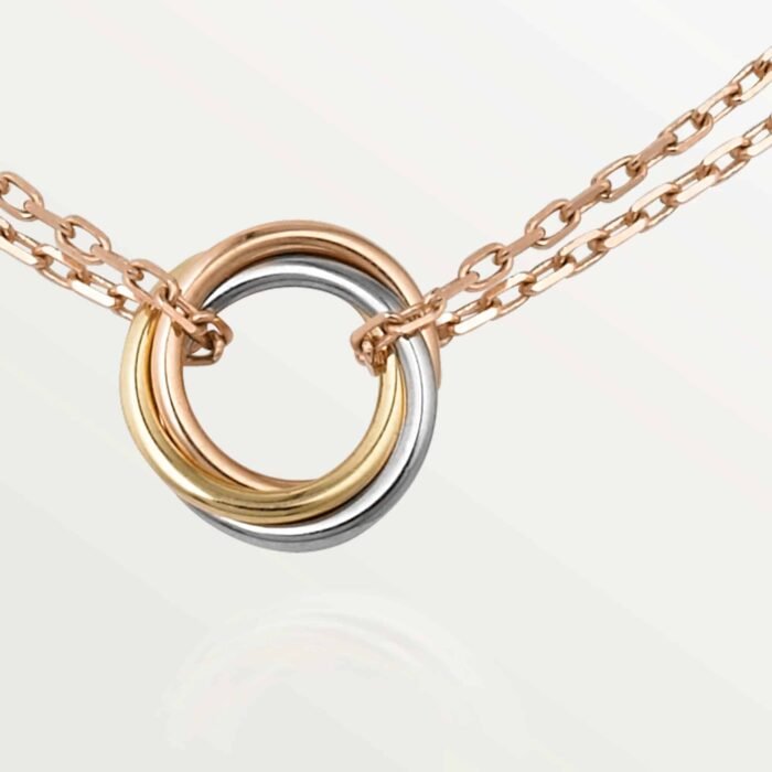 ELSIE LOVE Trinity Circle Pendant Necklace for Women, 18K Gold Plated V Gold, PVD Layered, Cubic Zircon - Image 2