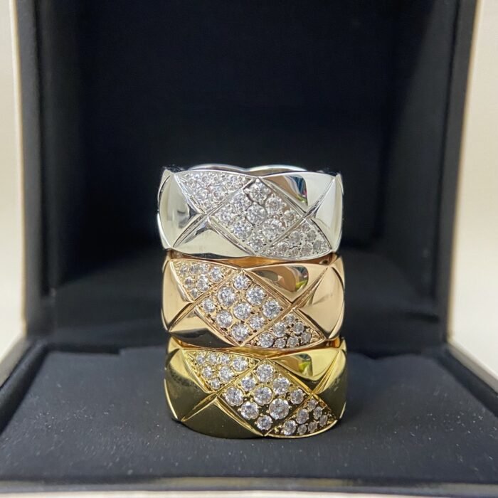 ELSIE LOVE Coco Crush Ring · 925 Sterling Silver 18K Gold Plated · Quilted Design with Full Zirconia Inlay · Luxury Women’s Ring - Image 20