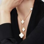 ELSIE LOVE Clover Leaf Y Necklace · 18K Gold Plated 925 Silver · Mother-of-Pearl / Onyx / Carnelian / Tiger Eye · Lucky Pendant Necklace - Image 2