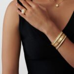 ELSIE LOVE Clover Bracelet Women 18K Gold Plated V Gold Zirconia PVD 5x Layered Luxury Bangle 6.3" - Image 2