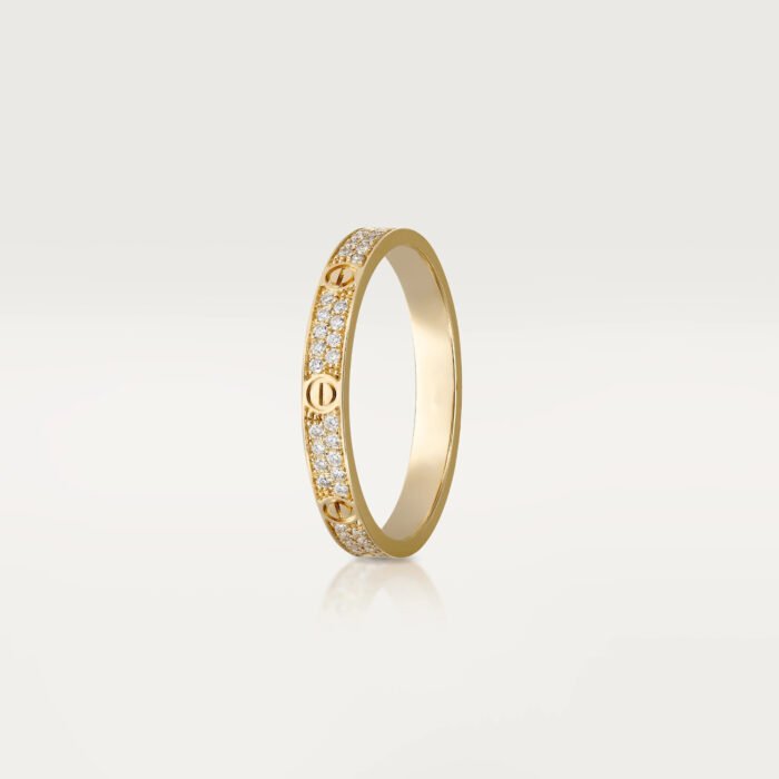 ELSIE LOVE Screw Slim Ring Women 18K Gold Plated V Gold PVD 5x Layered Zirconia 2.6mm Band - Image 2