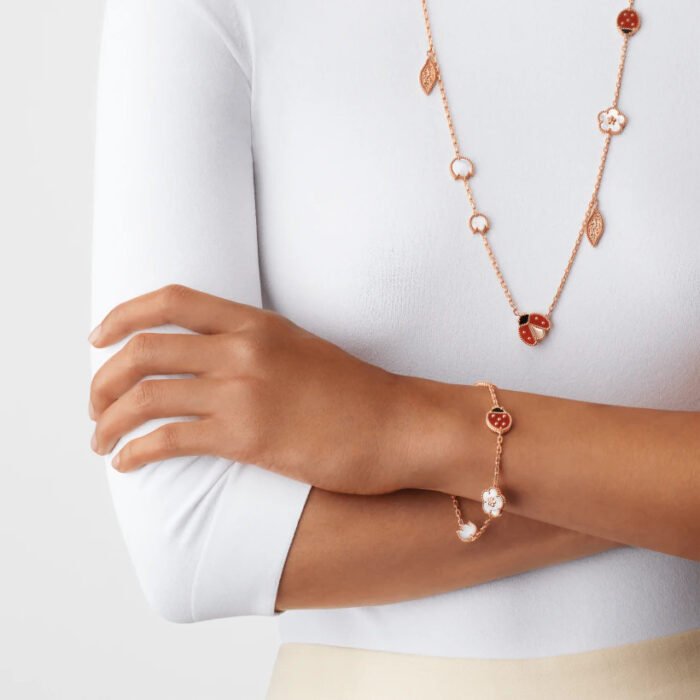 ELSIE LOVE Ladybug & Floral Bracelet | 925 Silver with 18K Rose Gold Plating - Image 2