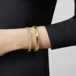 ELSIE LOVE Perlee Bangle Bracelet for Women, 18K Gold Plated V Gold, Cubic Zircon - Image 2