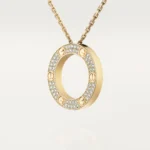ELSIE LOVE Circle Zircon Pendant Necklace Women 18K Gold Plated V Gold PVD 5x Layered 17-Inch Chain