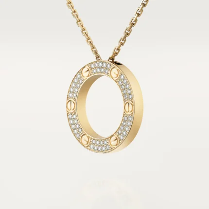 ELSIE LOVE Circle Zircon Pendant Necklace Women 18K Gold Plated V Gold PVD 5x Layered 17-Inch Chain