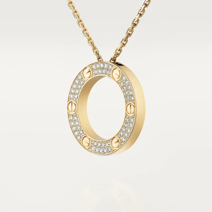 ELSIE LOVE Circle Zircon Pendant Necklace Women 18K Gold Plated V Gold PVD 5x Layered 17-Inch Chain - Image 1