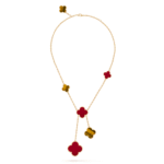 ELSIE LOVE Clover Leaf Y Necklace · 18K Gold Plated 925 Silver · Mother-of-Pearl / Onyx / Carnelian / Tiger Eye · Lucky Pendant Necklace - Image 6