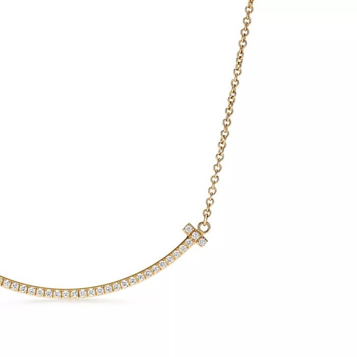 ELSIE LOVE Smile Pendant with Zirconia Small | V Gold 18K Gold Plated Minimalist Necklace - Image 3