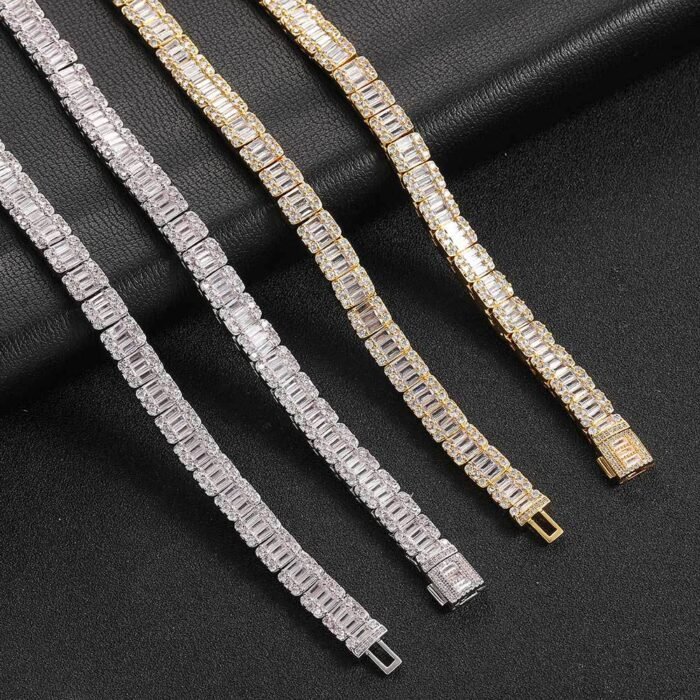 ELSIE LOVE Baguette Cuban Bracelet | 14K White Gold Plated 8mm Iced Out Cubic Zirconia - Image 3