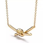 ELSIE LOVE Knot Pendant Necklace | V Gold 18K Gold Plated Adjustable Minimalist Pendant - Image 3
