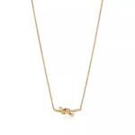 ELSIE LOVE Small Knot Pendant with Zirconia | V Gold 18K Gold Plated Adjustable Minimalist Necklace - Image 3