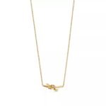 ELSIE LOVE Minimalist Knot Pendant | V Gold 18K Gold Plated Adjustable Necklace - Image 3