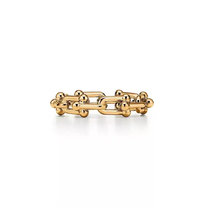 ELSIE LOVE Link Ring | V Gold 18K Gold Plated Chain Style Band - Image 3