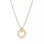 ELSIE LOVE T1 Circle Pendant Necklace – 18K Gold Plated, Small Motif, Adjustable 16-18" Chain, Minimalist V Gold Jewelry - Image 3