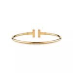 ELSIE LOVE T Bracelet 18K Gold Plated Minimalist Open Cuff - Image 3