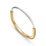 ELSIE LOVE Lock Bangle 18K Gold Plated with Zirconia, Narrow Design - Image 3