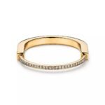 ELSIE LOVE Lock Bangle with Zirconia, 18K Gold Plated, PVD 5-Layered, Medium - Image 3