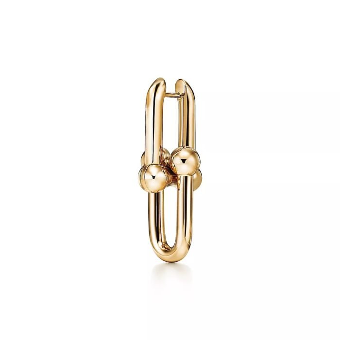 ELSIE LOVE Link Earrings | V Gold 18K Gold Plated Minimalist Hoop - Image 3