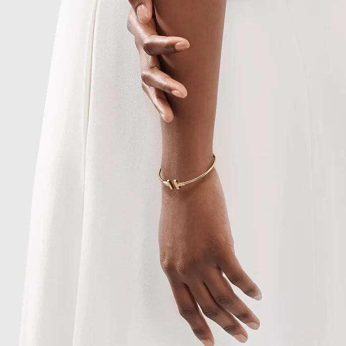 T-Bar CZ Open Bangle｜18K Gold Plated - Image 3