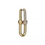 ELSIE LOVE Link Earrings with Zirconia | V Gold 18K Gold Plated | 1.5" Fashion Earrings - Image 3