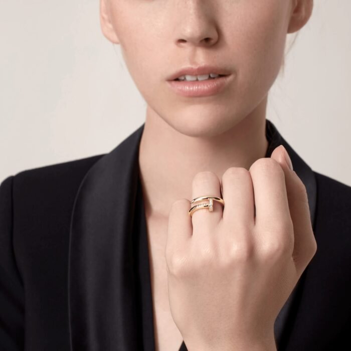 ELSIE LOVE Nail Ring, Women’s 18K Gold Plated Cubic Zircon Open Ring - Image 3