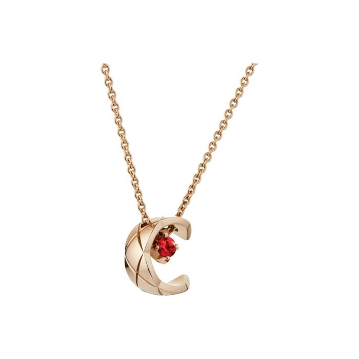 ELSIE LOVE Coco Crush Necklace Women 18K Rose Gold Plated V Gold Red Zirconia C Letter Pendant PVD 5x Layered - Image 3
