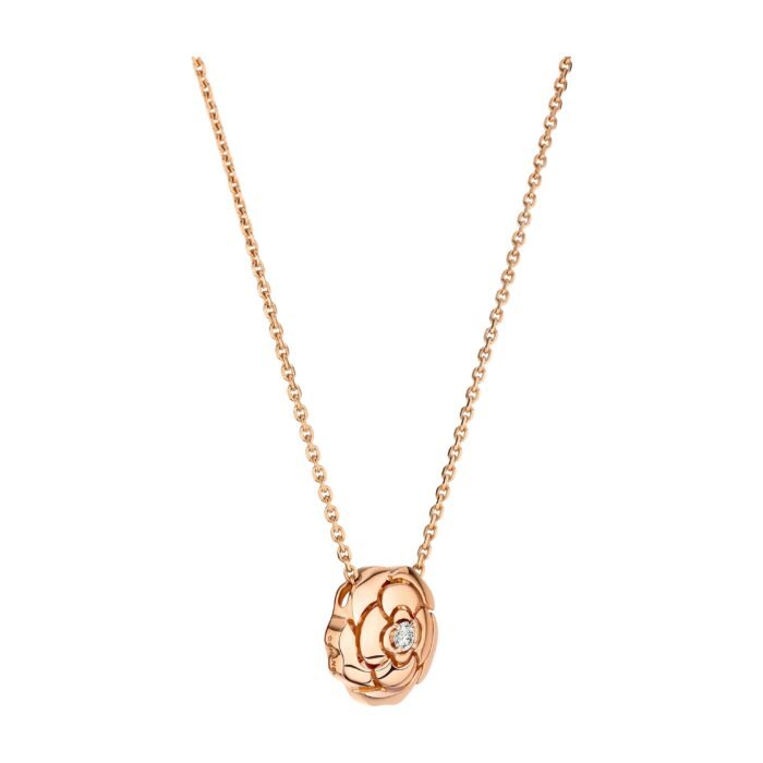 ELSIE LOVE Camélia Necklace Women 18K Rose Gold Plated V Gold Zirconia PVD 5x Layered Flower Pendant - Image 3