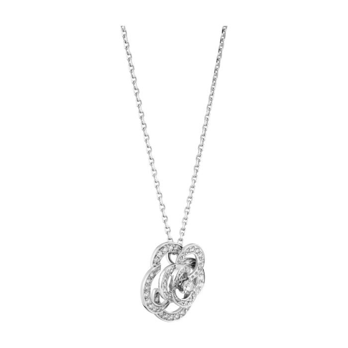 ELSIE LOVE Camélia Necklace Women 18K Gold Plated V Gold Zirconia PVD 5x Layered Hollow Flower Pendant - Image 3