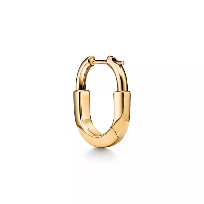 ELSIE LOVE Lock Earrings | V Gold 18K Gold Plated Minimalist Hoops - Image 3