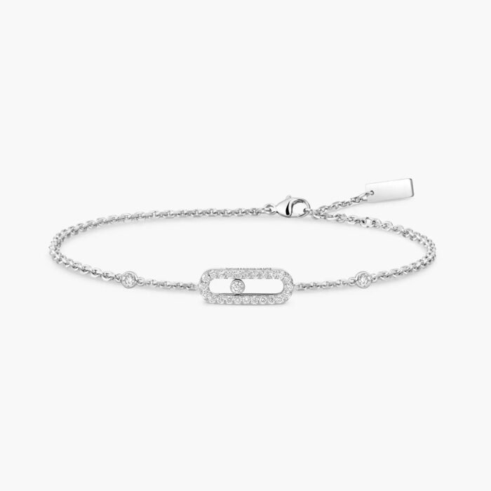 ELSIE LOVE Move Uno Bracelet Women 18K Gold Plated V Gold Zirconia PVD 5x Layered Chain 18.5cm - Image 3
