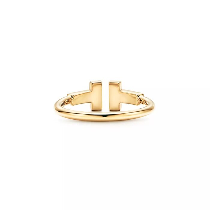 ELSIE LOVE T Ring Women 18K Gold Plated V Gold Zirconia PVD 5x Layered Open Band - Image 4