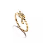 ELSIE LOVE Knot Ring Women 18K Gold Plated V Gold Zirconia PVD 5x Layered Elegant Band - Image 3