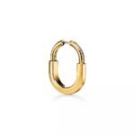 ELSIE LOVE Lock Earrings with Zirconia | V Gold 18K Gold Plated Medium Hoops - Image 3