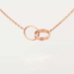 ELSIE LOVE Double Ring Necklace Women 18K Gold Plated V Gold PVD 5x Layered 18-Inch Pendant - Image 3