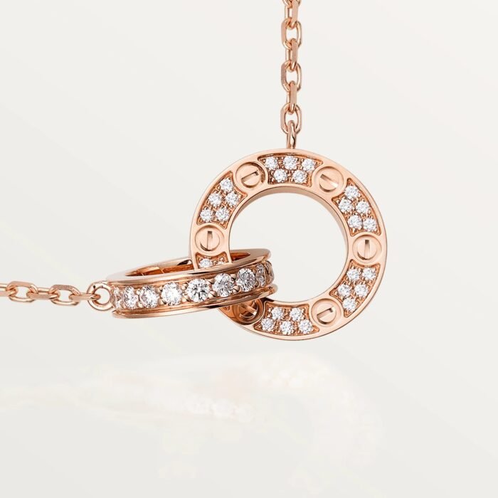 ELSIE LOVE Interlocking Circle Necklace Women 18K Gold Plated V Gold PVD 5x Layered Zirconia 17-Inch Chain - Image 3