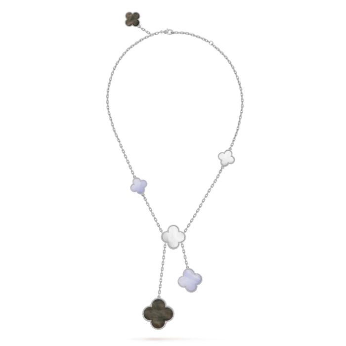 ELSIE LOVE Clover Leaf Y Necklace · 18K Gold Plated 925 Silver · Mother-of-Pearl / Onyx / Carnelian / Tiger Eye · Lucky Pendant Necklace - Image 16