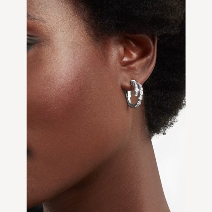 ELSIE LOVE Chain Link Earrings with Cubic Zirconia · 925 Sterling Silver · 18K White Gold Plated · PVD 5x Layered - Image 3