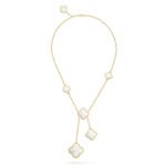 ELSIE LOVE Clover Leaf Y Necklace · 18K Gold Plated 925 Silver · Mother-of-Pearl / Onyx / Carnelian / Tiger Eye · Lucky Pendant Necklace - Image 3