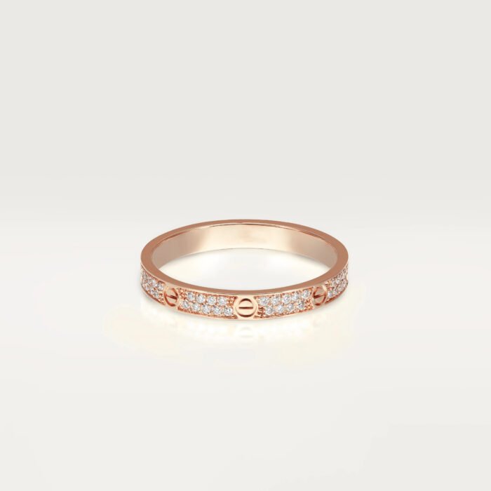 ELSIE LOVE Screw Slim Ring Women 18K Gold Plated V Gold PVD 5x Layered Zirconia 2.6mm Band - Image 3