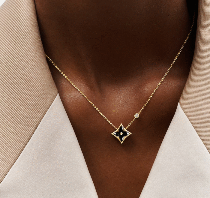 Color Blossom Onyx Star Necklace | 18K Gold and Zircon - Image 4