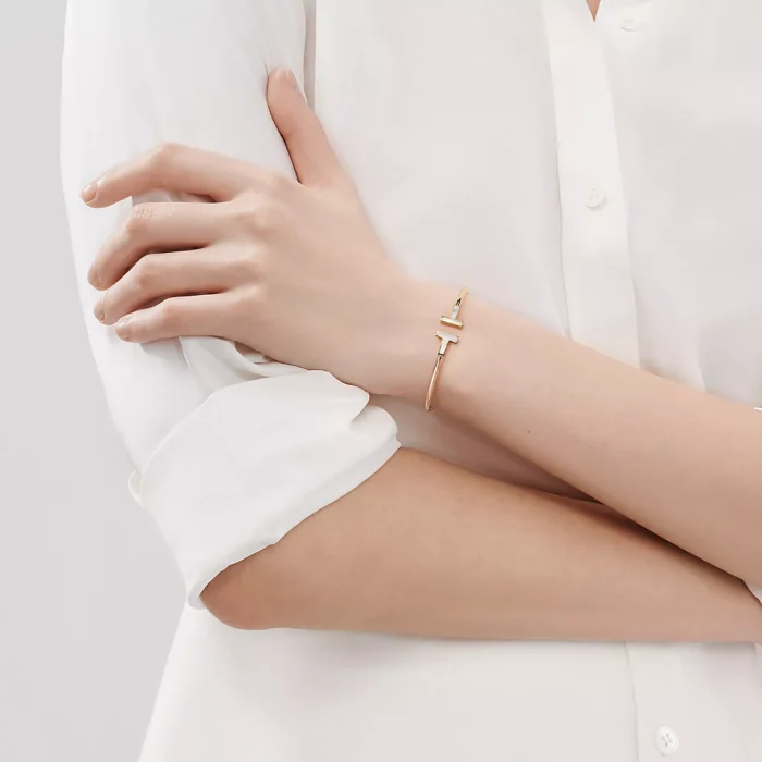 T Bangle with Mother of Pearl (Gold) - Image 4