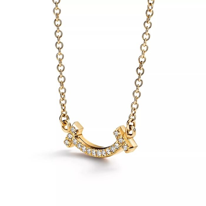 ELSIE LOVE Mini Smile Pendant with Zirconia | V Gold 18K Gold Plated Delicate Necklace - Image 4