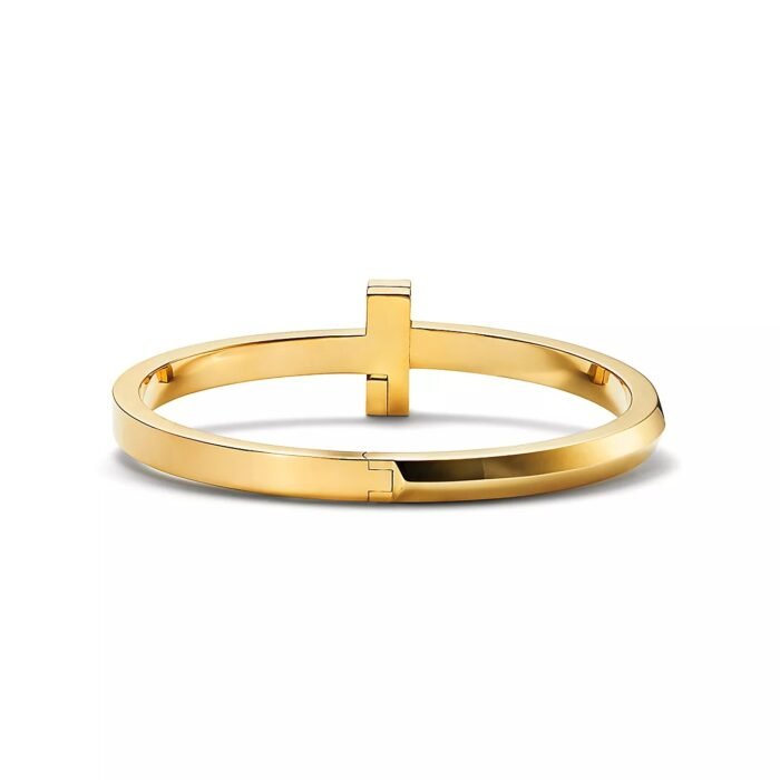 ELSIE LOVE T1 Narrow Hinged Bangle for Women, 18K Gold Plated V Gold Medium Bracelet - Image 4