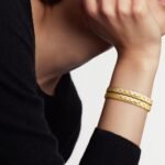 ELSIE LOVE Coco Crush Bracelet · 18K Gold Plated V Gold · Quilted Engraving with Zirconia · Elegant Women’s Bangle - Image 4