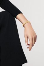 ELSIE LOVE Coco Crush Bracelet · 18K Gold Plated V Gold · Quilted Engraving · Minimalist Women’s Bangle - Image 4