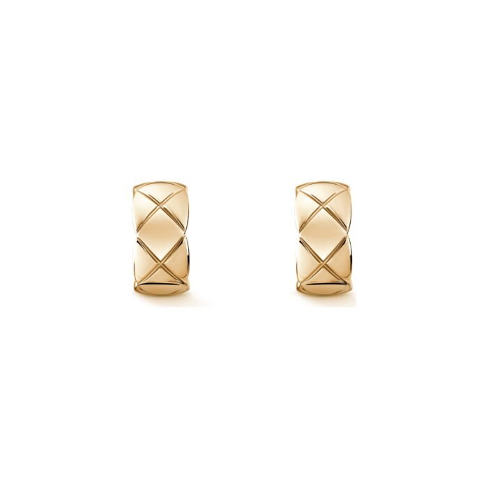 ELSIE LOVE Coco Crush Earrings Women 18K Gold Plated V Gold PVD 5x Layered Quilted Design - Image 4