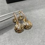 ELSIE LOVE Camélia Earrings Women 18K Gold Plated V Gold Zirconia PVD 5x Layered Flower Jewelry - Image 4