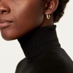 ELSIE LOVE Lock Earrings | V Gold 18K Gold Plated Minimalist Hoops - Image 4