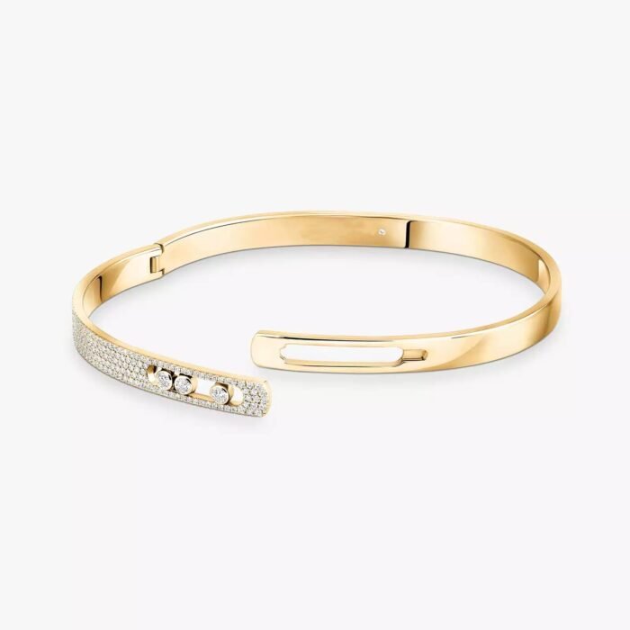 ELSIE LOVE Move Noa Bracelet Women 18K Gold Plated V Gold Zirconia PVD 5x Layered Bangle 4.5mm - Image 4
